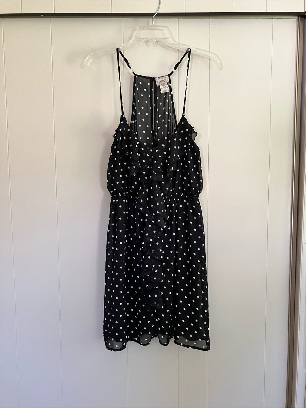 eyelash couture Black & White Polka Dot Ruffle Mini Dress